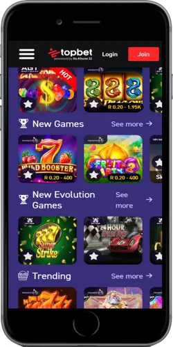 TopBet South Africa mobile betting interface